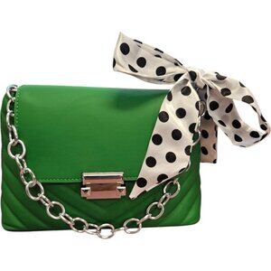 Green Vibrant Versatile Quilted Style Shoulder Bag with detachable Straps.